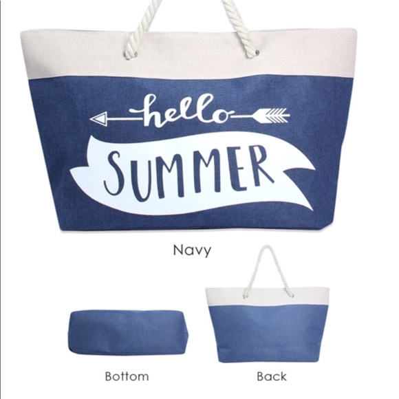 Hello Summer Large Beach Tote Bag - Picture 2 of 2